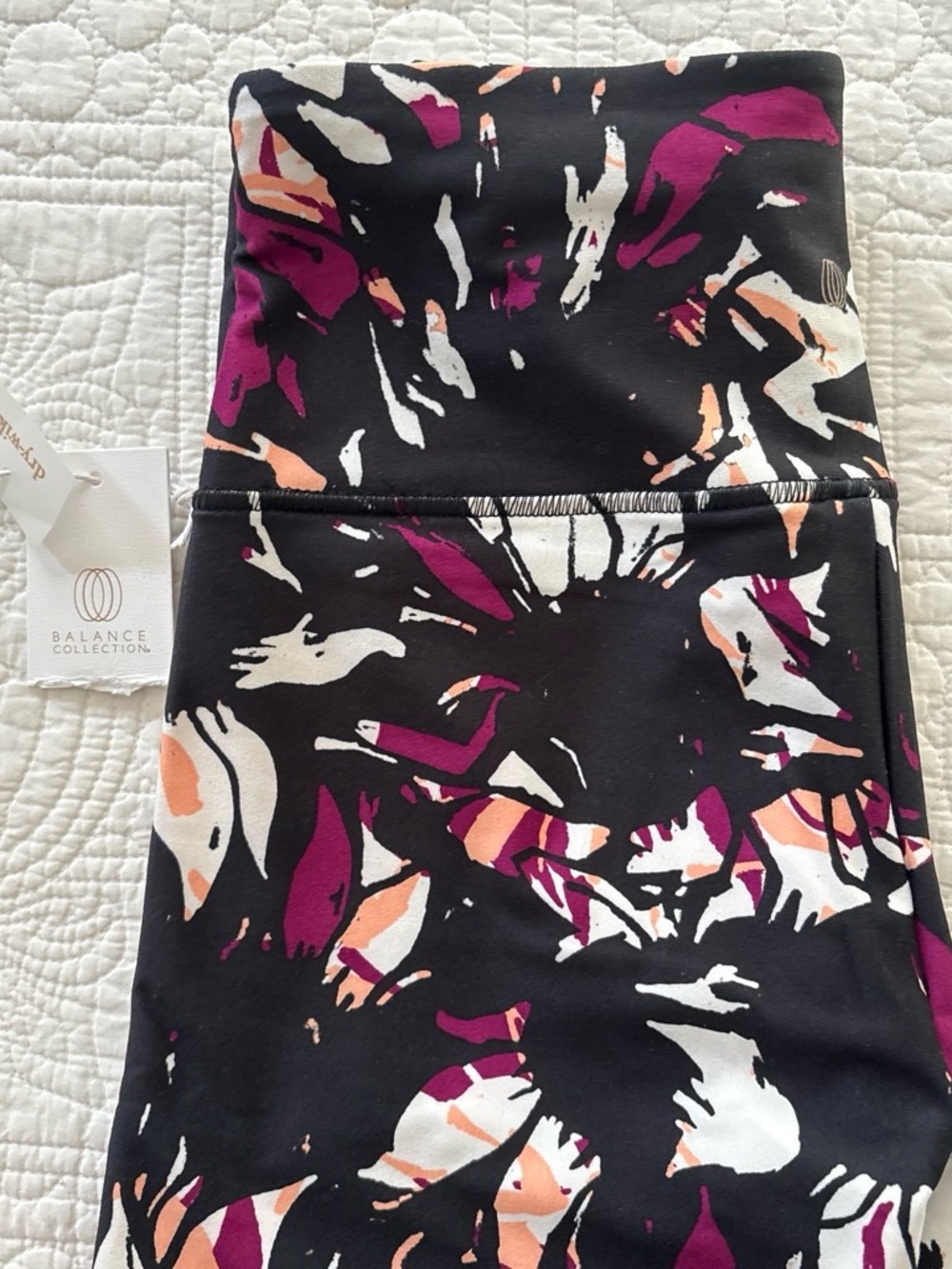 Balance Collection Black Leggings with White, Plum and Peach Accents - Picture 3 of 5